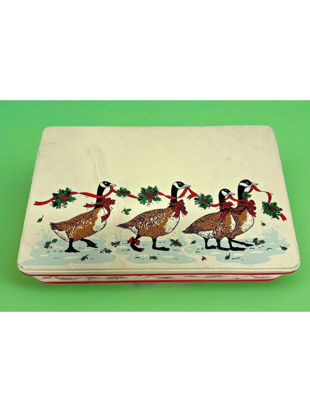 Christmas Goose Vintage Tin Colorful Decorative Festive Made In Hong Kong